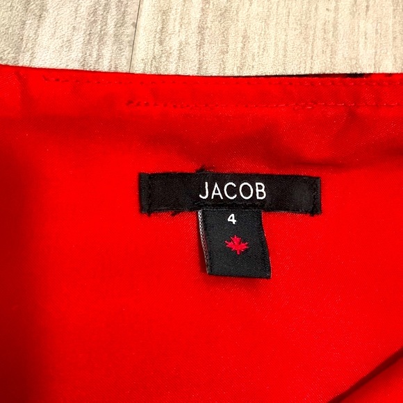 JACOB red dress with black feathers and pockets - Picture 11 of 11